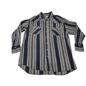 Sheplers Vertical Striped Western Shirt Men's XL Cotton‎ Pearl Snap